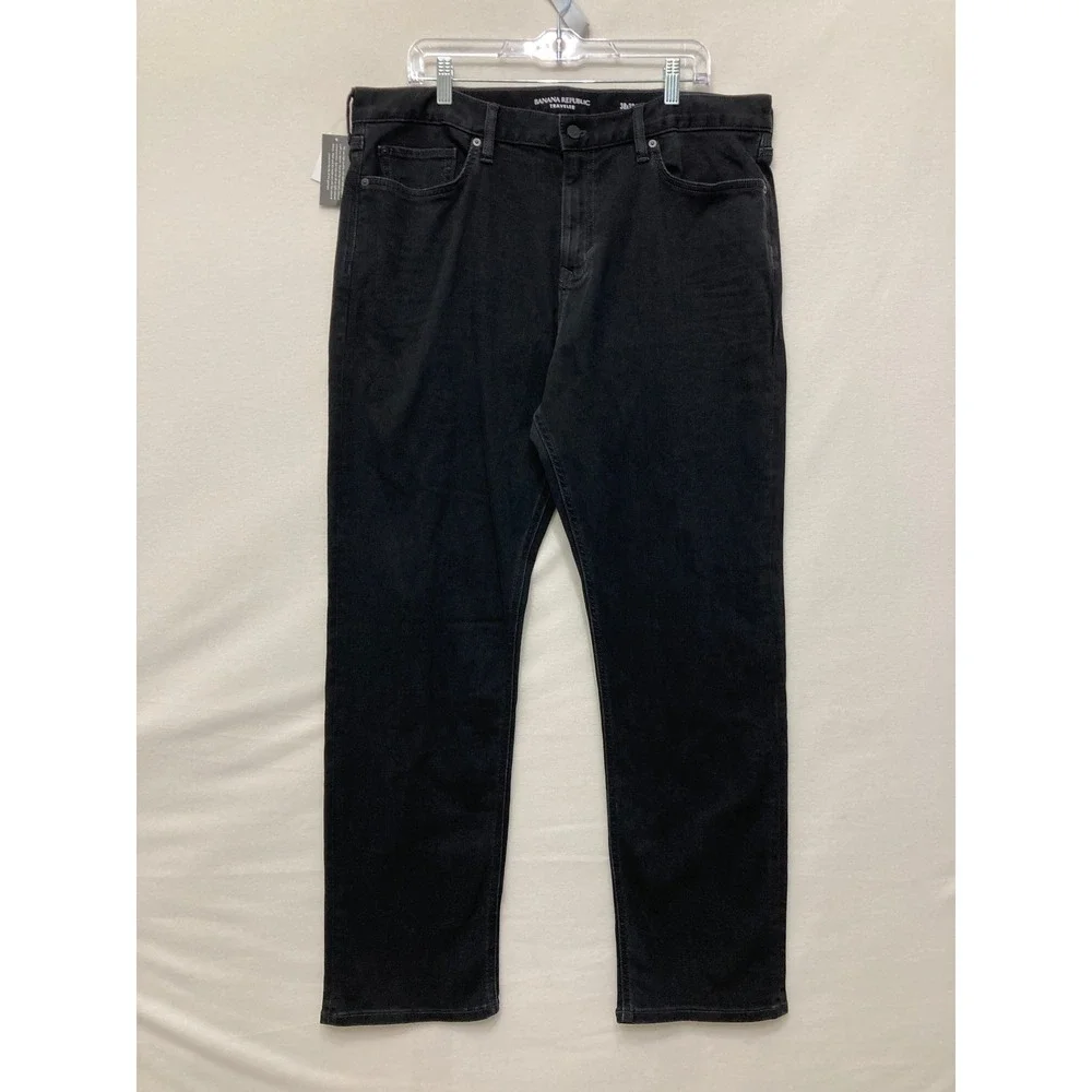 NWT Banana Republic Mens Traveler Jeans 38x32 Straight Fit Black Stretch